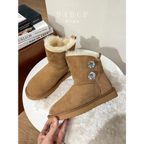 (Egg Ding Chengpin) Snow Boots Women 2021 Bow Н UGG Е D fur one warm cotton shoes