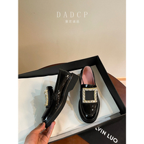 (Egg Dingcheng) rhinestone square buckle single shoes women 2021 New thin black flat shoes