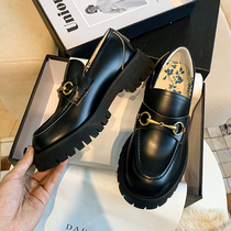 2021 spring bee loafers Women summer horse Title buckle leather thick sole shoes British style retro small leather shoes women