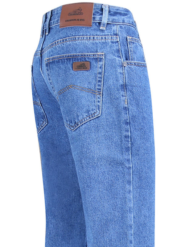 V-Style Washed Denim Jeans for Men, Loose Straight-Leg, 2026 Spring and Autumn, Fleece-Lined, Middle-Aged Men's Simple Embroidered Large-Size Trousers