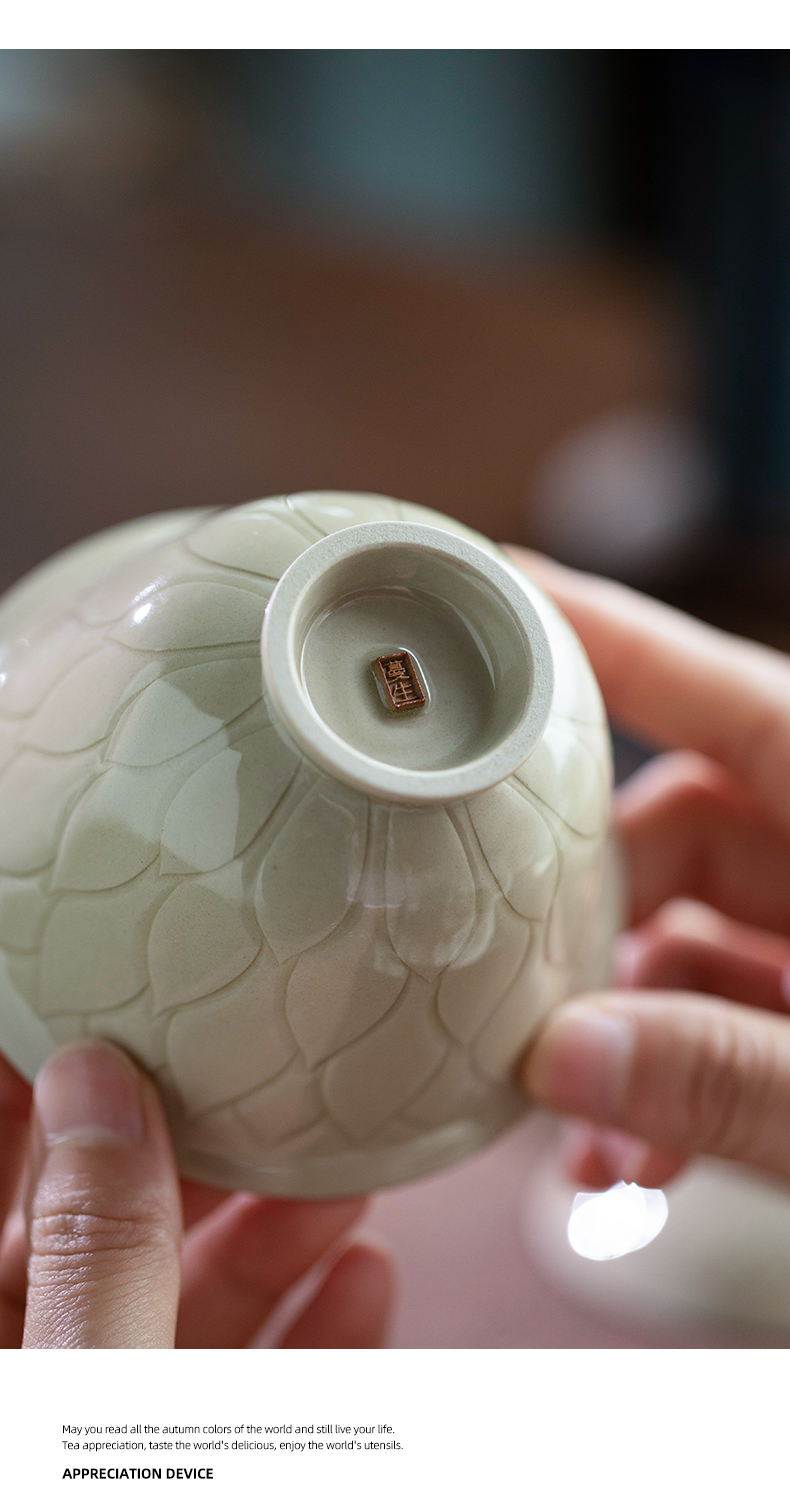 Up with petals only two tureen jingdezhen ceramics single bowl with cover high - end tea tureen tea bowl