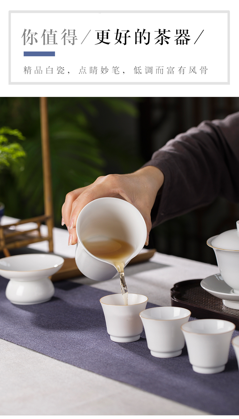 Mountain sound pure manual tureen jingdezhen porcelain cups kung fu tea bowl thin foetus three tureen suit