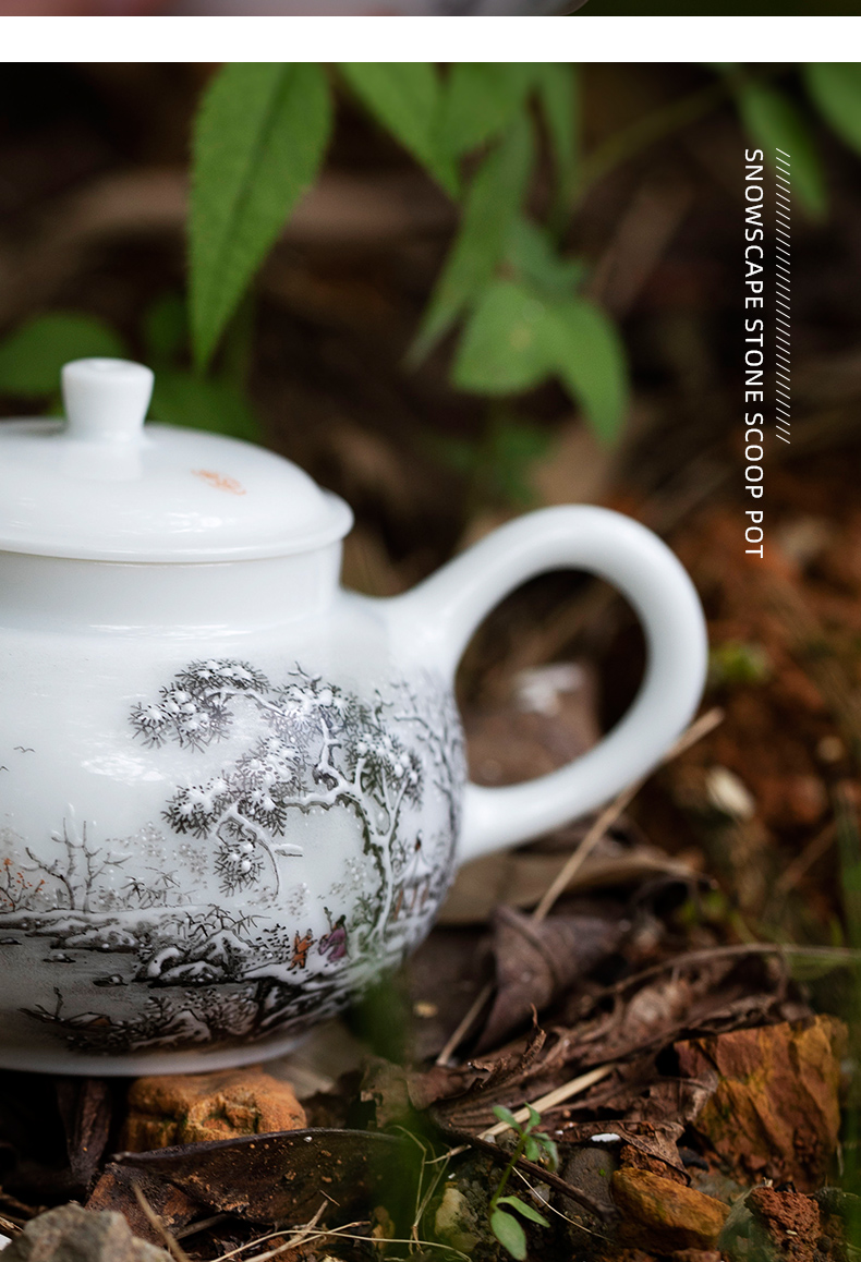 Snow mountain notes, set the pot of jingdezhen ceramic checking painting teapot single teapot kung fu tea pot