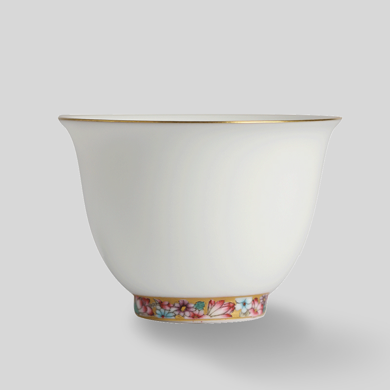 Colored enamel hand - made gold base flower kung fu tea sample tea cup small jingdezhen ceramic thin foetus tea cups