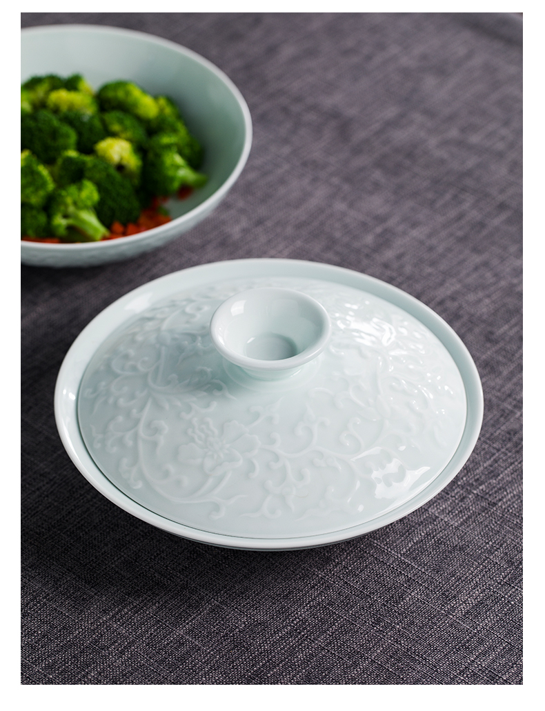 Jingdezhen shadow blue relief around the branch lines 0 hotel tableware the dish dish disc household flat plate