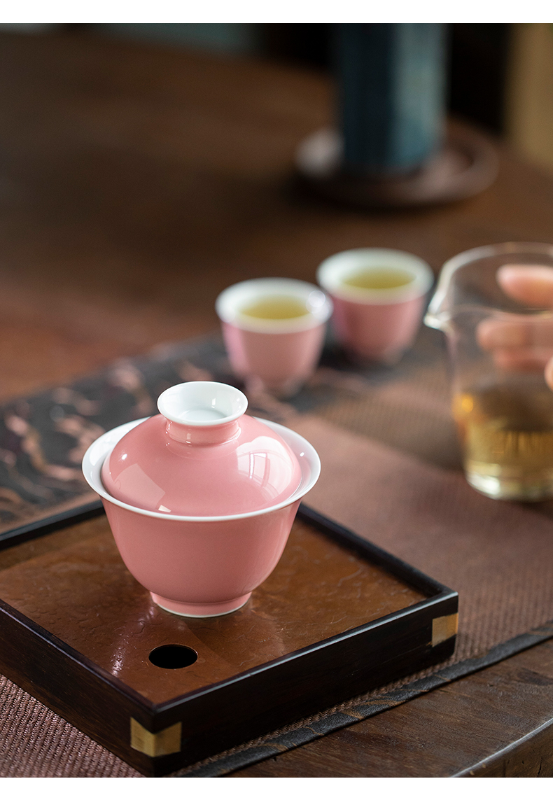 Jingdezhen checking ceramic color glaze tureen household bowl is only two kung fu tea set is not a single tea bowl