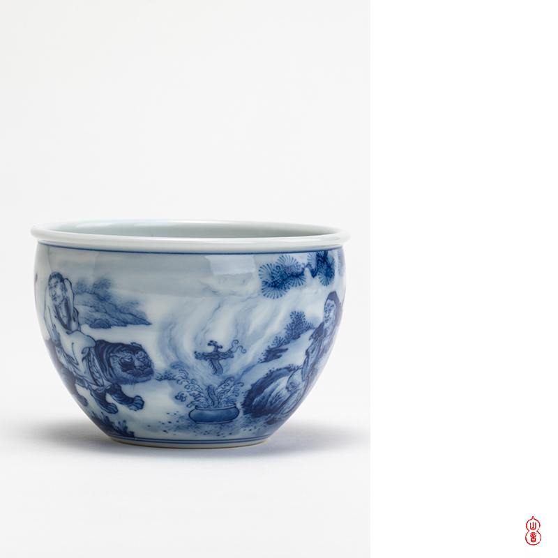 Hall of the main behind jiang xiang xiao bamboo up cylinder of jingdezhen blue and white master single hand - made ceramic cups cup