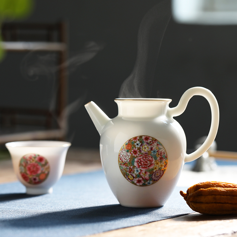Mountain sound jindi m letters flowers colored enamel hand - made fair and a cup of tea cup points large jingdezhen ceramic tea set