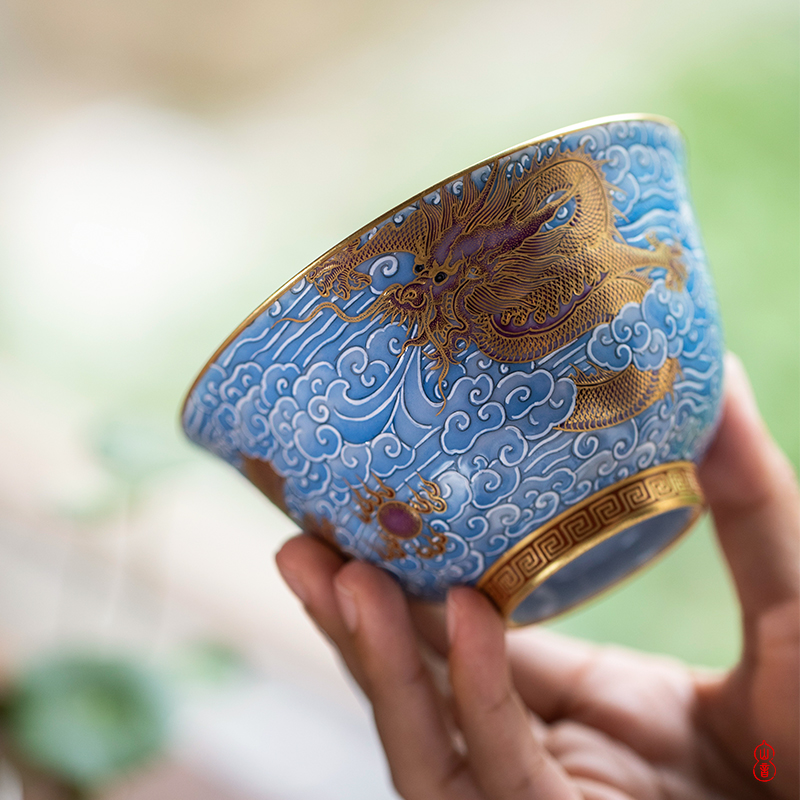 Royal day dragon grain tureen maple hall jingdezhen high - end tea set to make tea tureen single bowl bowl