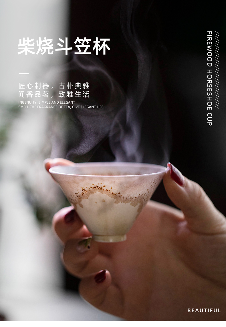 Firewood mountain contributor perfectly playable cup jingdezhen natural dust to make a fire unglazed ceramic masters cup cup by hand