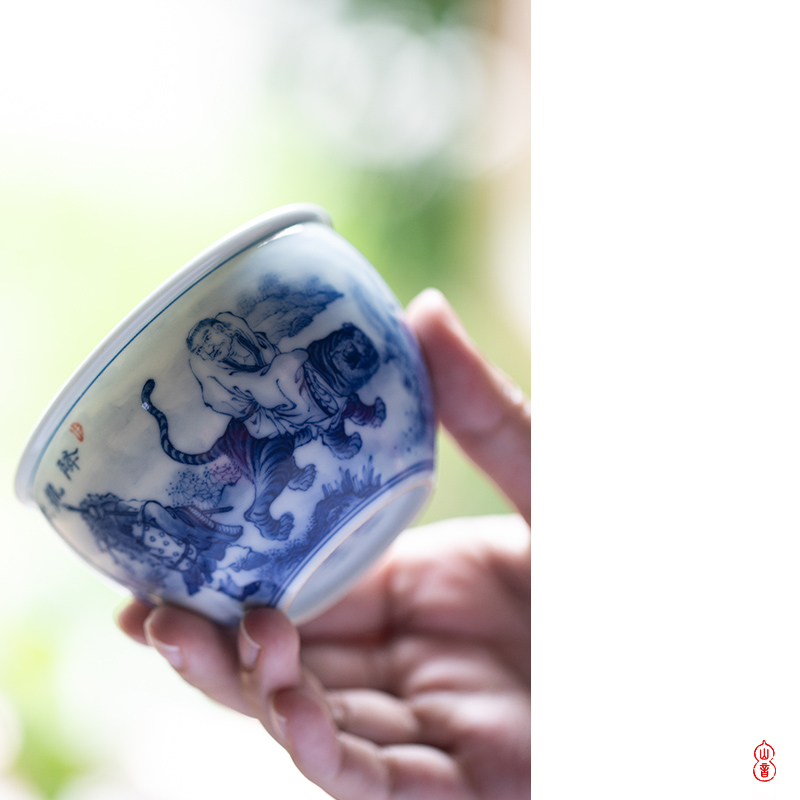 Hall of the main behind jiang xiang xiao bamboo up cylinder of jingdezhen blue and white master single hand - made ceramic cups cup