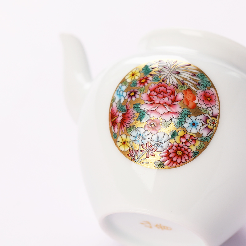 Colored enamel handpainted jindi ceramic flower is all hand single pot kung fu tea ball hole of jingdezhen tea service