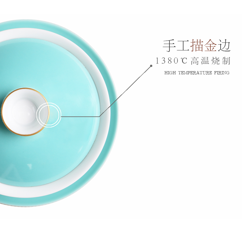 Apple green, only three tureen tea cups jingdezhen manual kung fu tea set to use thin foetus ceramic three cups