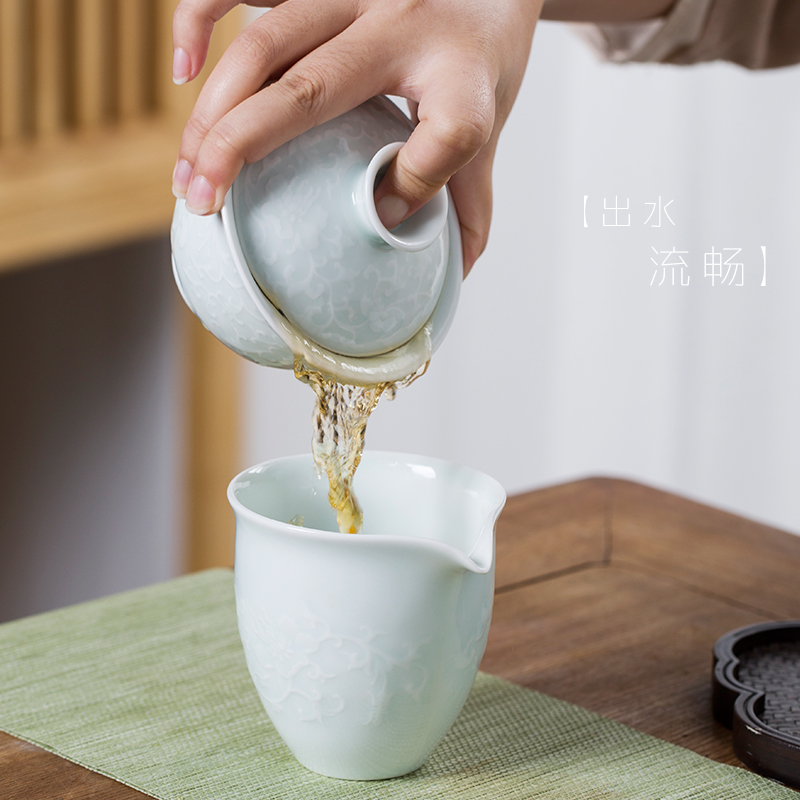 Mountain sound was suit household kung fu tea set contracted jingdezhen ceramic tureen tea tray cups tea gift boxes