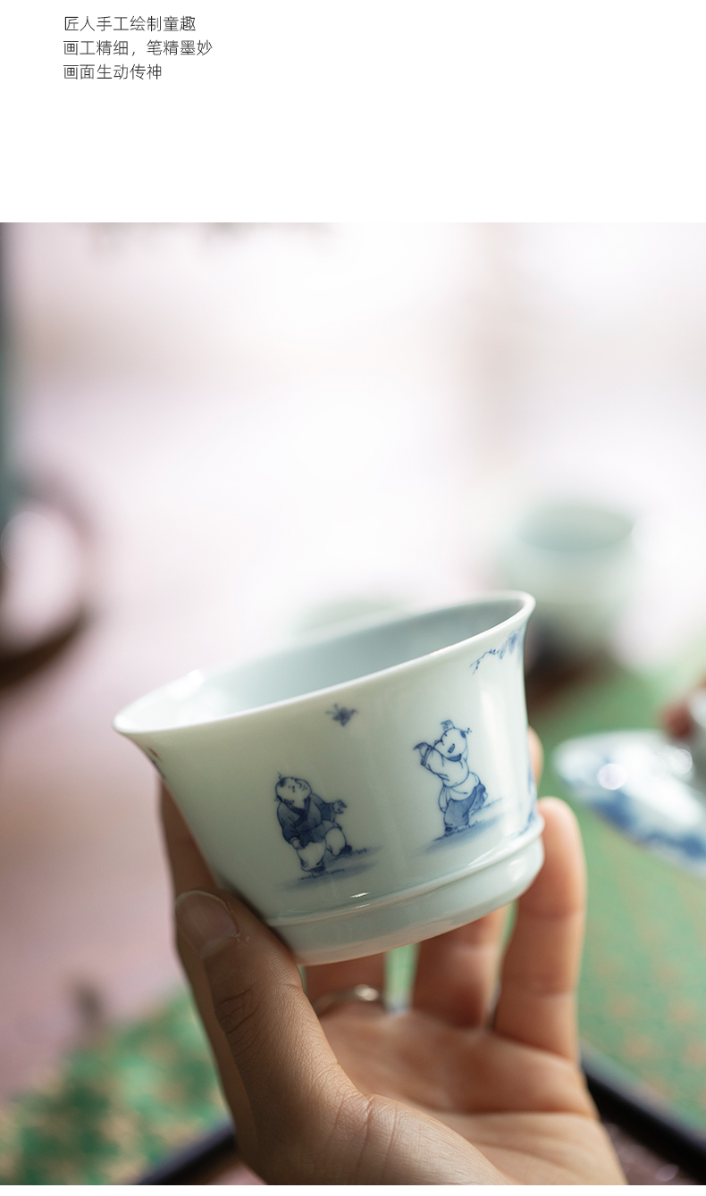 Mountain sound hand - made porcelain of jingdezhen of pure manual tong qu two only tureen tea tureen single hot tureen