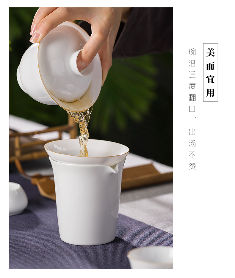 Mountain sound pure manual tureen jingdezhen porcelain cups kung fu tea bowl thin foetus three tureen suit