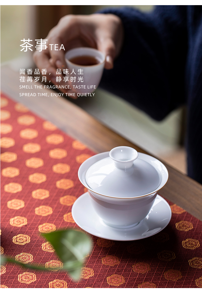 Mountain sound sweet white only three tureen jingdezhen ceramic white porcelain tea bowl of a single cup bowl is large