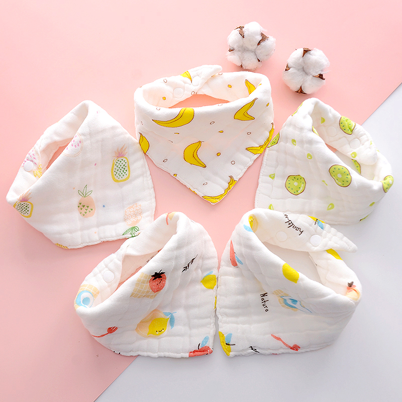 Baby pure cotton saliva towel freshman male and female baby anti-spitting milk triangle purse a type gauze surrounding pocket Summer scarves