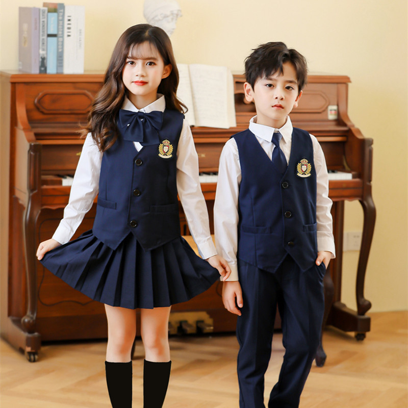 Suits, school uniforms, vests, summer clothes, British college style, spring and autumn graduation season, primary school students' class clothes, kindergarten clothes