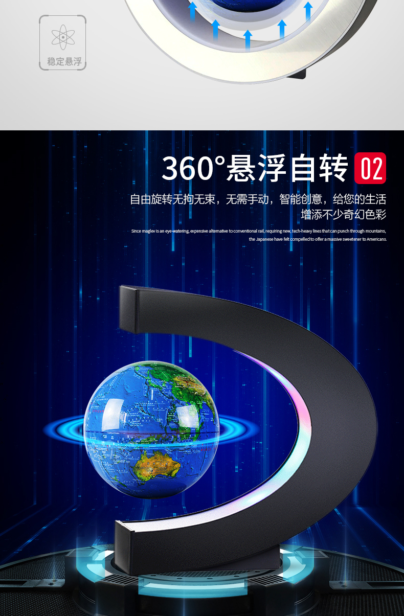 Xoắn ốc treo từ tính globe nhà văn phòng phòng khách sáng tạo món quà sinh nhật tác phẩm nghệ thuật đồ trang trí nhỏ sinh viên