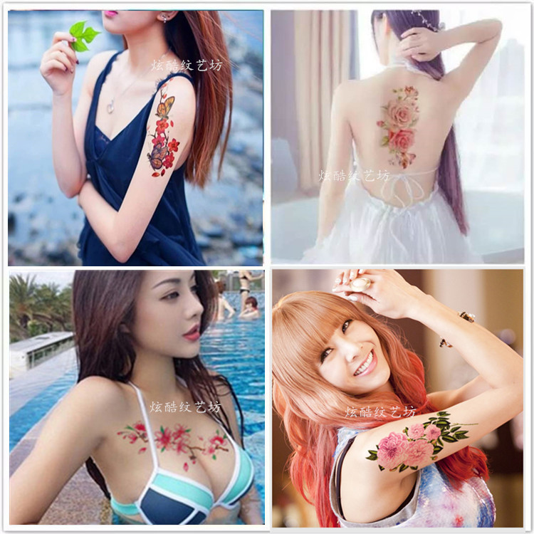 Hình xăm dán nữ không thấm nước mô phỏng bền ngực gợi cảm hình xăm bụng bụng tăng hình cánh tay bướm tattoo dán