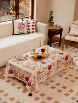 Plant Love Flowers Birds World Tea Table Cover Cloth Rectangular Dust-Proof Side Cabinet Retro Waterproof Custom Design Table Cloth