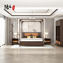 New Chinese white wax wood folk sleeping hotel Zen themed hotel Bedroom Double beds Home solid wood Wedding Bed Customizable