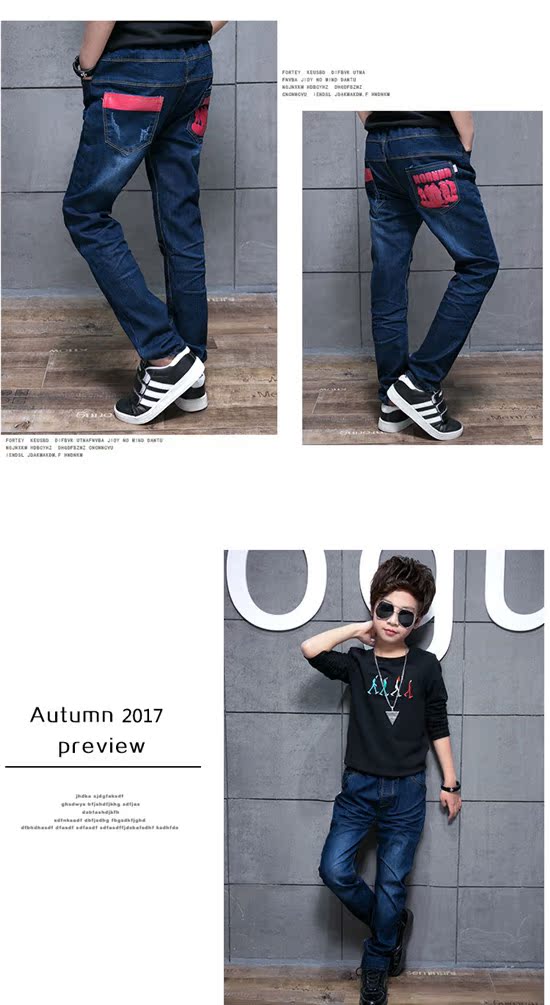 Mùa xuân 2018 quần trẻ em bé trai quần jeans trẻ em phiên bản Hàn Quốc của quần đơn trong quần lớn trẻ em quần jean bé gái xuân hè