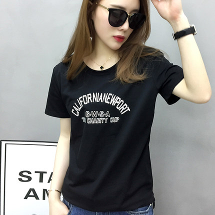 欧洲站秋装女装2018新款欧货潮黑色t恤女士短