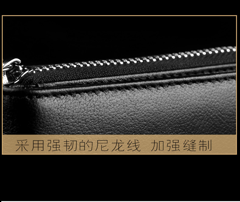 Gói thẻ của nam giới đa thẻ công suất lớn da đôi dây kéo đơn giản coin purse túi điện thoại di động đa chức năng gói key túi đựng chìa khóa xe máy