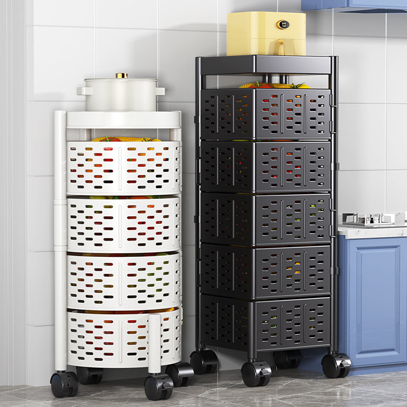 Rotating kitchen vegetable storage rack for fruit and vegetable storage rack special installation-free floor multi-layer multi-functional vegetable basket