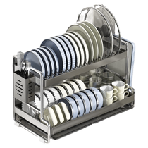 Stainless steel kitchen rack dish storage rack multi-functional dish rack dishware storage box cabinet dish drainer rack