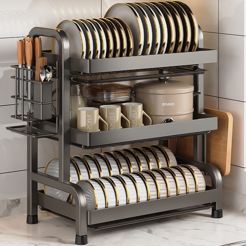 碗碟收纳架厨房多功能置物架家用放碗架碗盘沥水架碗柜碗筷收纳盒