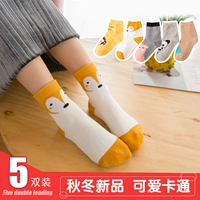 Vớ trẻ em cotton mùa thu và mùa đông trong vớ 1-3-5-7--9-10-12 tuổi bé trai và bé gái vớ bé tất cổ ngắn bé gái