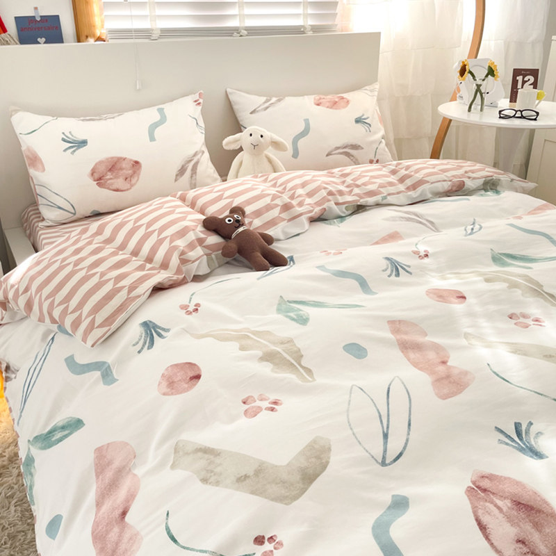 Nordic Wind Ins Pure Cotton Beds Bedding Four Pieces 100 Of 100 All Cotton Minimalist Modern Three-Style Bed Set Quilt Cover