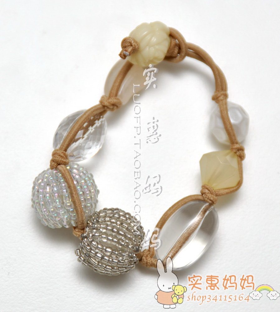 Shanghai Spot Japan Straight sends handmade woven leather fascia pearl beads handmade beige