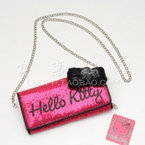 Shanghai spot Japan direct delivery Hello Kitty sequined wallet Shoulder backpack Red black bow
