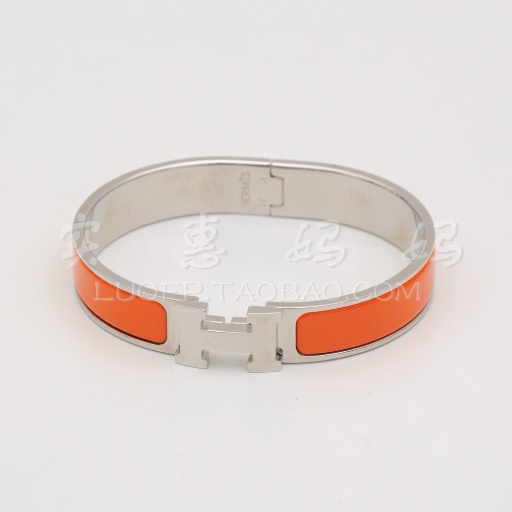 Special price Europe straight away HERMES Love Marsee silver H buckle orange bracelet (with small ticket)