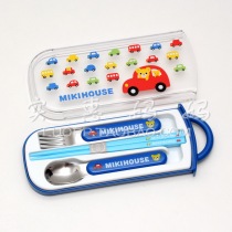 Shanghai spot Japanese made MIKIHOUSE blue car baby tableware three-piece set