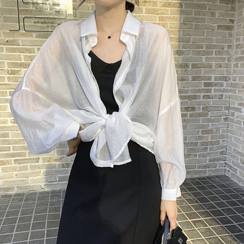 Sunscreen woman Summer new takeaway slim fit Breathable Fairy long sleeve cardiovert blouses oversexie snow-spinning shirt