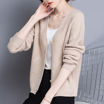 Thick line sweater coat women cardigan 100 pure wool sweater women Spring and Autumn loose sweater wear sweater slim outside