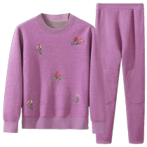 (Clearout Sale) Mothers Thermal Underwear Womens Velvet Thickened Middle-aged and Elderly Autumn Clothes and Autumn Pants Womens Suit New Style