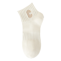 Zhuji Socks Womens Summer Thin Sweat-Absorbent Breathable Cotton Socks Spring and Autumn Girls Sports Boneless Letter Socks