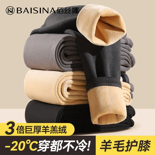 Удерживающие тепло флисовые зимние штаны, шерстяное термобелье, увеличенная толщина