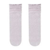 Bingbing Socks Womens Summer Thin Style Pile Black Leather Shoes Womens Summer Breathable White Ice Stockings