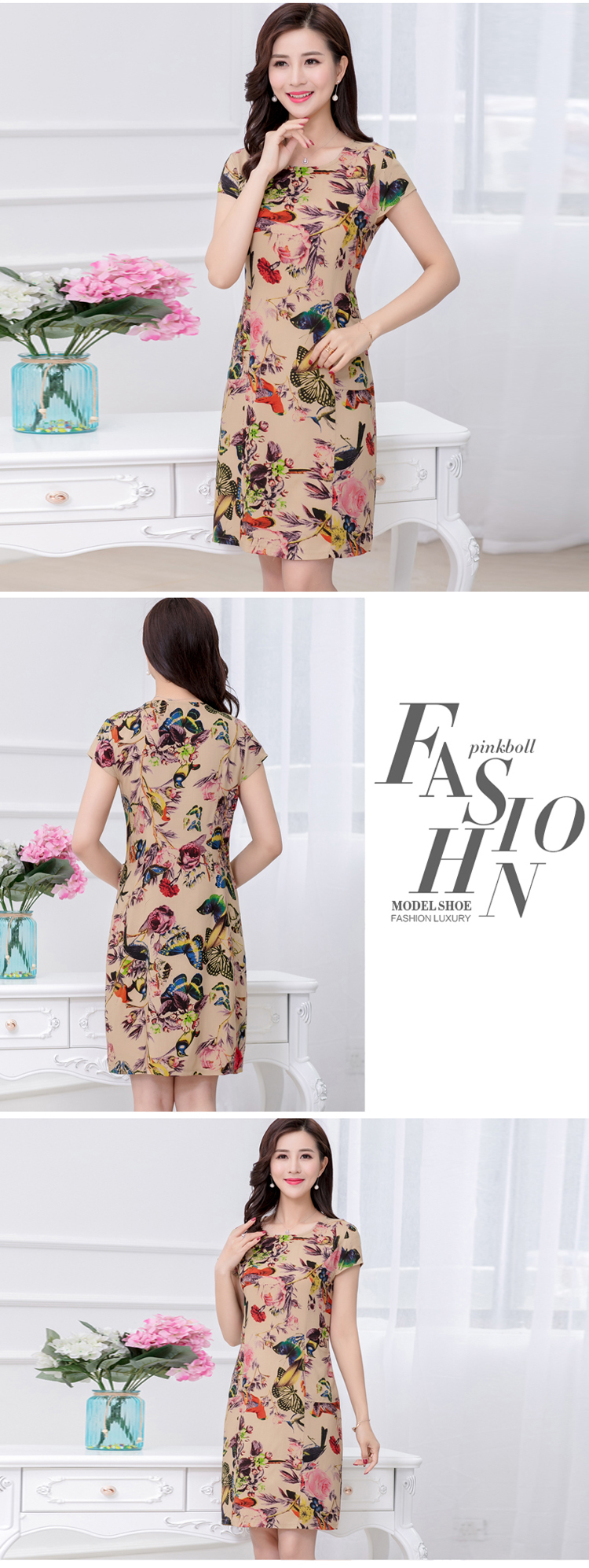 Trung niên và người già bông váy mùa hè cotton lụa nightdress mẹ nạp bông lụa ngắn tay dịch vụ nhà lỏng đồ ngủ