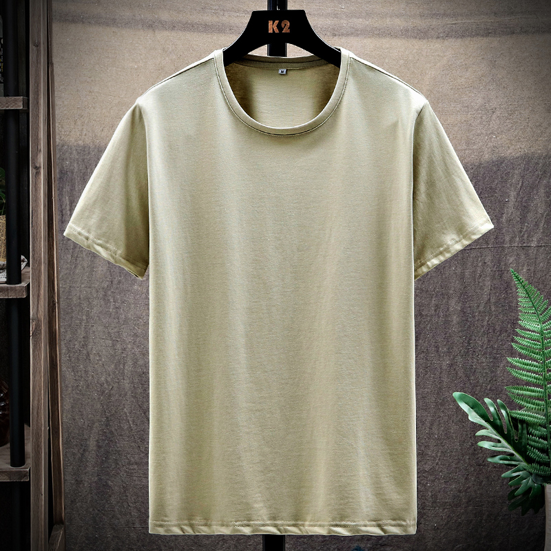 2020 mùa hè mới ngắn tay áo thun nam Hàn Quốc phiên bản của xu hướng thường lỏng lẻo bông 5 điểm nửa tay áo thẻ vòng cổ thủy triều T-shirt
