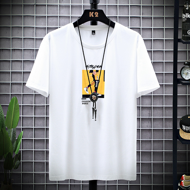 2020 người đàn ông thủy triều t-shirt nam retro hip-hop đường phố con số in sóng quốc gia bông lăm điểm lỏng lẻo của nam giới ins tay áo ngắn