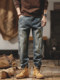 Retro Blue High-End Jeans 2025 New Men's Autumn Straight Leg Loose American Retro Washed Distressed Casual Pants