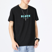 Đường hip-hop ngắn tay t-shirt mùa hè mới Vintage in thiếu niên lăm tay bông quanh cổ áo tối gió màu đen của nam giới